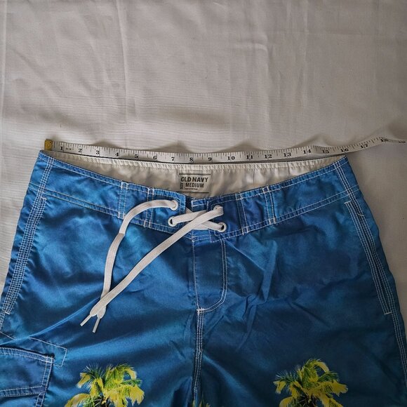 Old Navy Men's Blue/Green Tropical Print Swim Board Shorts Size Medium - Picture 11 of 14